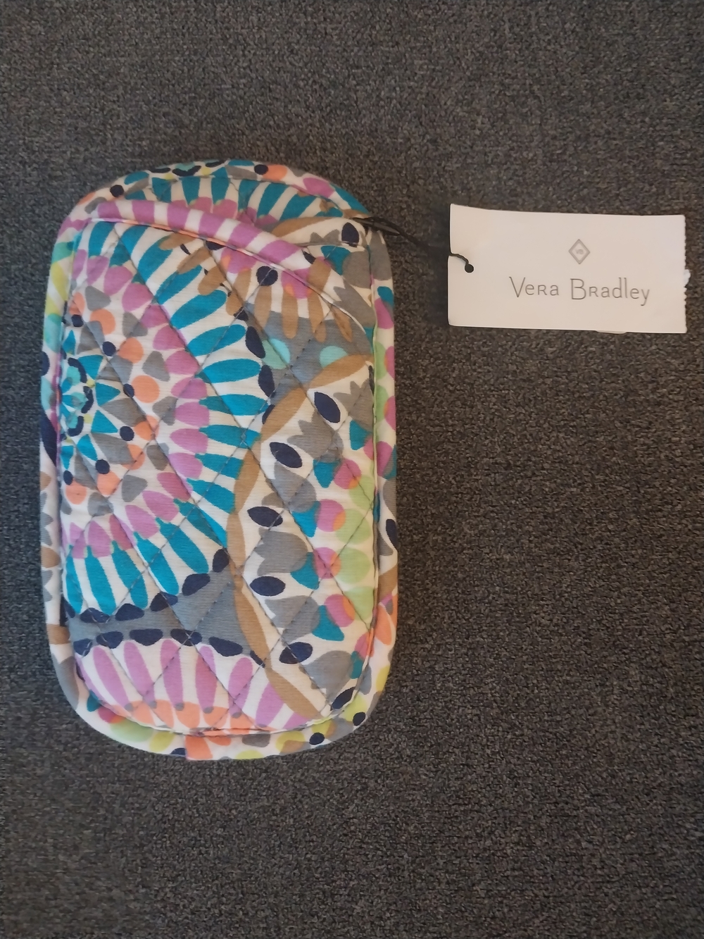 Vera Bradley Quilted Double Eye Glass/sun Pouch in Teal, Pink, Navy & Gold Tones